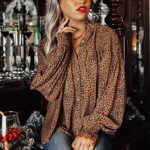 Karlie Brown Leopard/animal Print Blouse